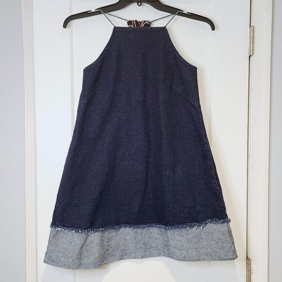 Rare Senpai + Kohai Raw Hem Y2K Denim Mini Dress - Picture 1 of 7